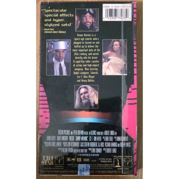 Johnny Mnemonic (VHS, 1995) Columbia Tristar Orange Tape Keanu Reeves Cyberpunk - Picture 5 of 5
